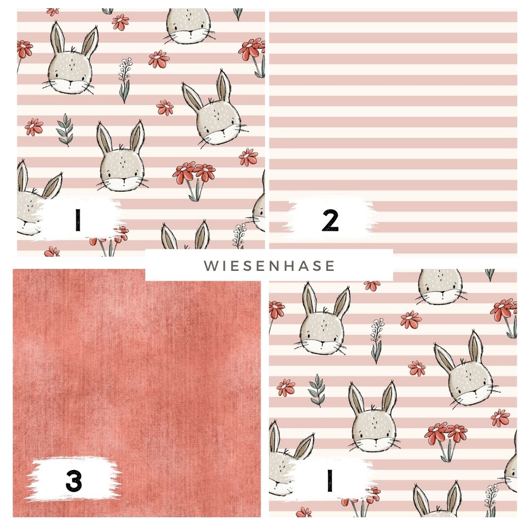 Wiesenhase Rosa – süßes Hasen & Blumen Design | auf verschiedenen Stoffarten