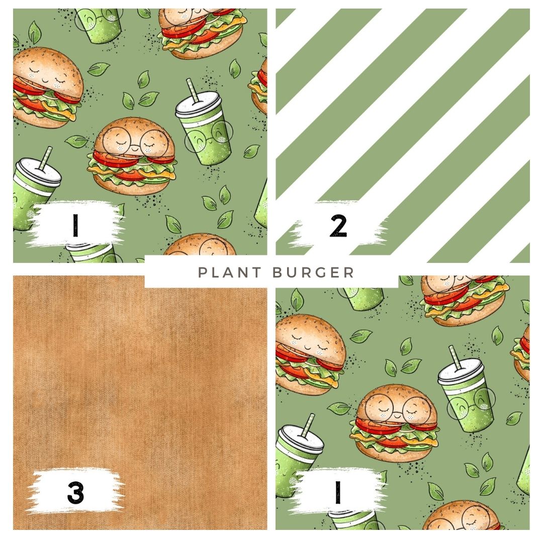 Plant Burger – süßer Food-Kinderstoff | verschiedene Stoffarten