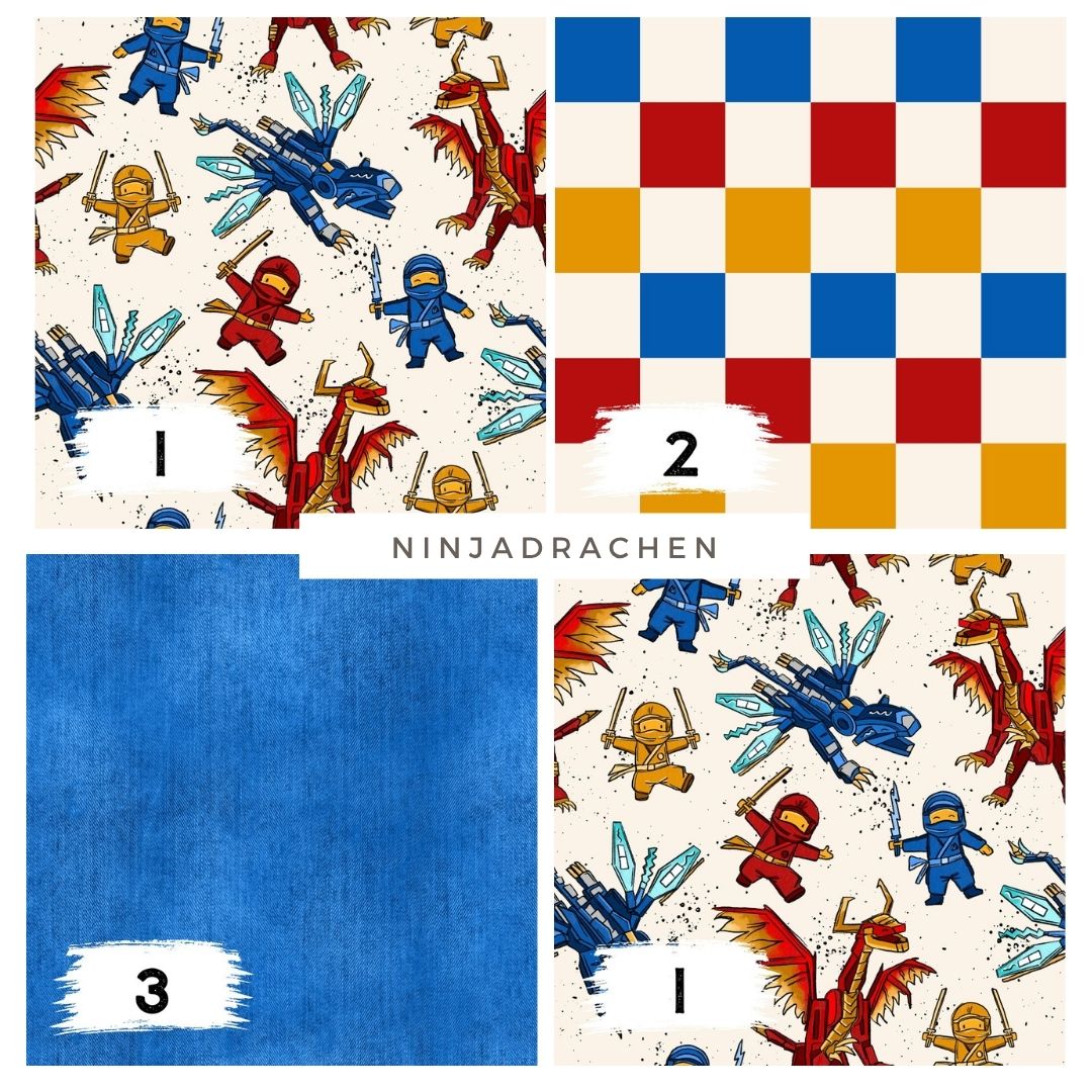 Ninjadrachen Beige – Ninja & Drachen Stoff | auf verschiedenen Stoffarten