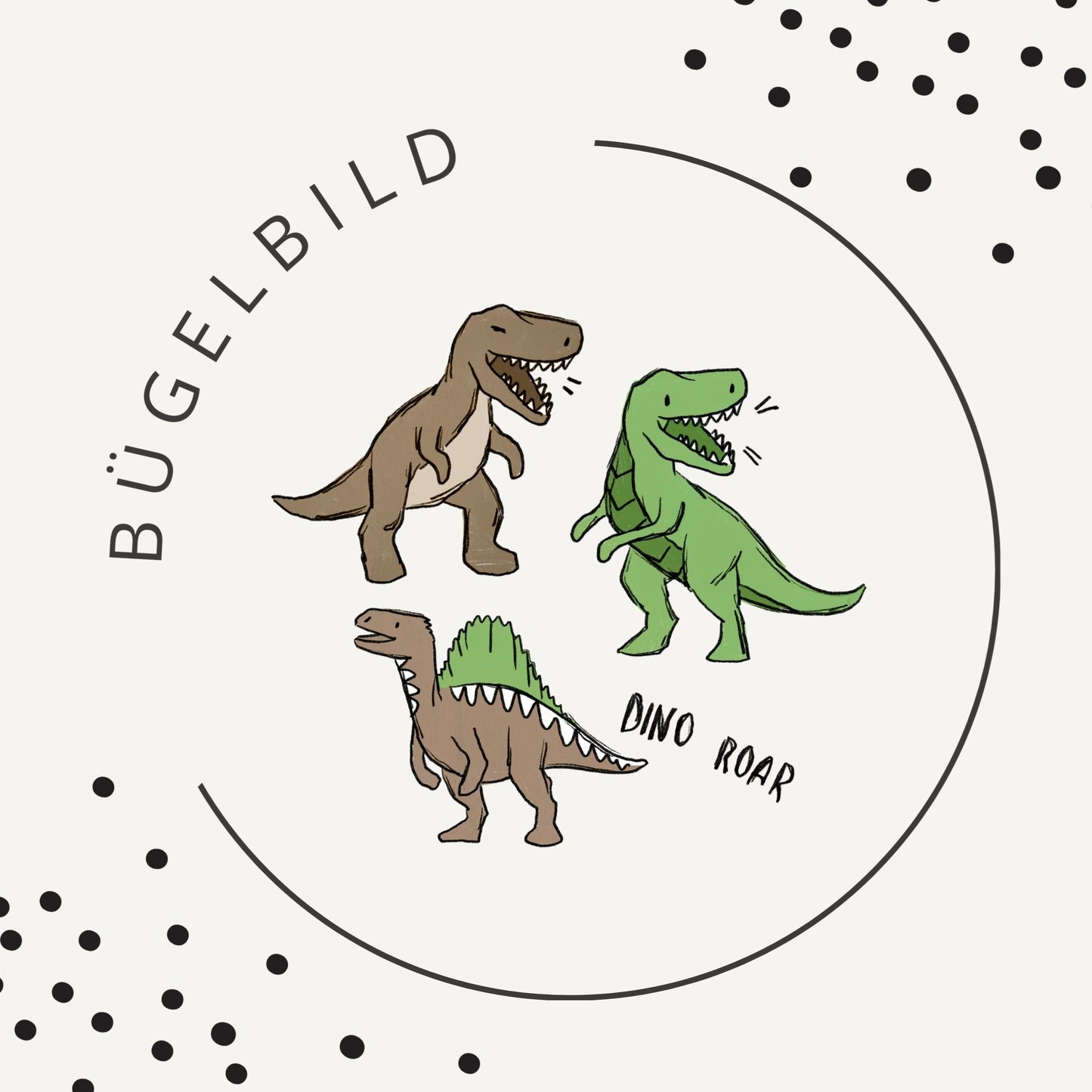 Bügelbild Dino Squad Grün Bügelbild – Dinosaurier Motiv