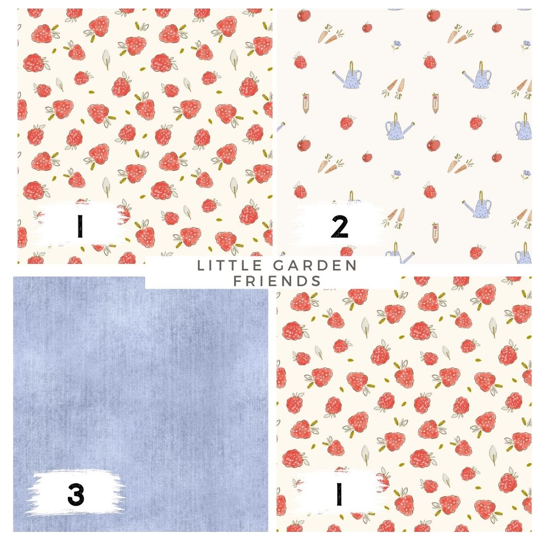 Little Garden Friends Mix Stoff – Aquarell Garten Design | auf verschiedenen Stoffarten