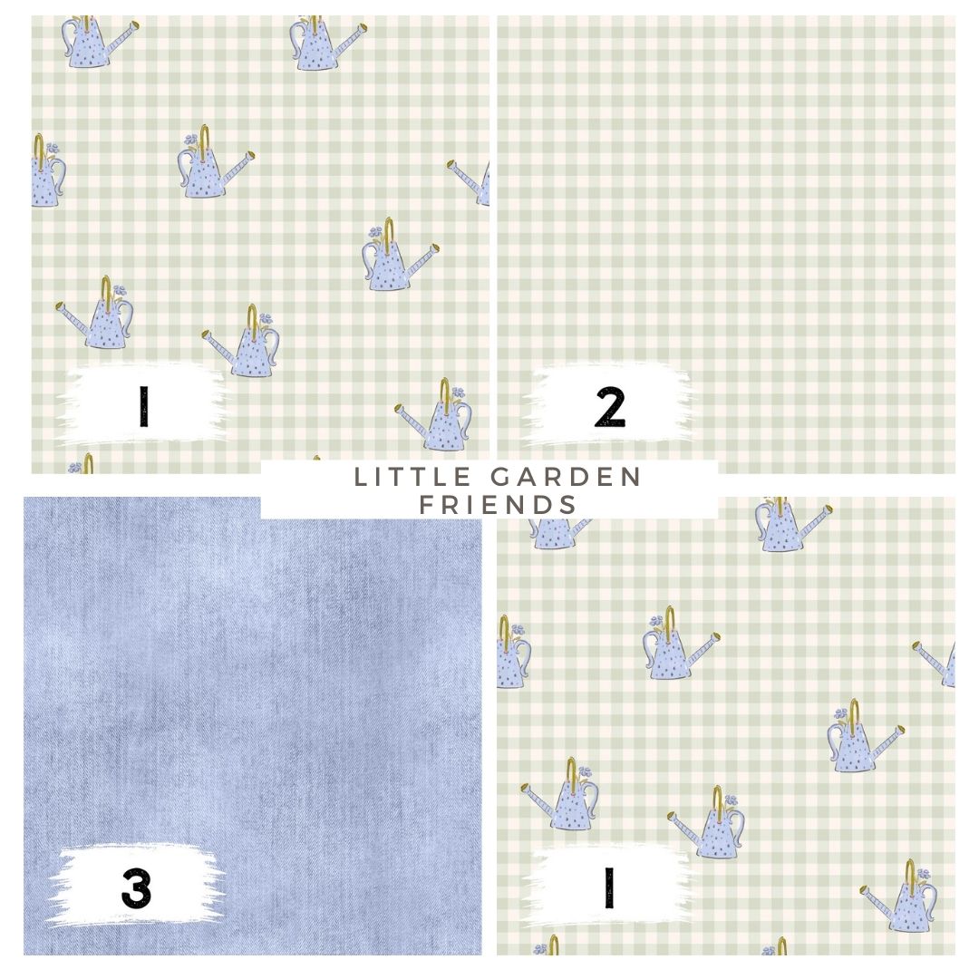 Little Garden Friends Gießkanne Stoff – Aquarell Garten Design | auf verschiedenen Stoffarten