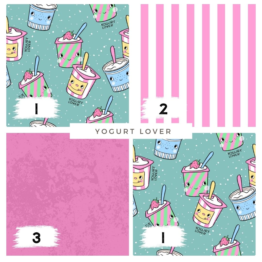 Yogurt Lover Mint – Kinderstoff Food Design | verschiedene Stoffarten