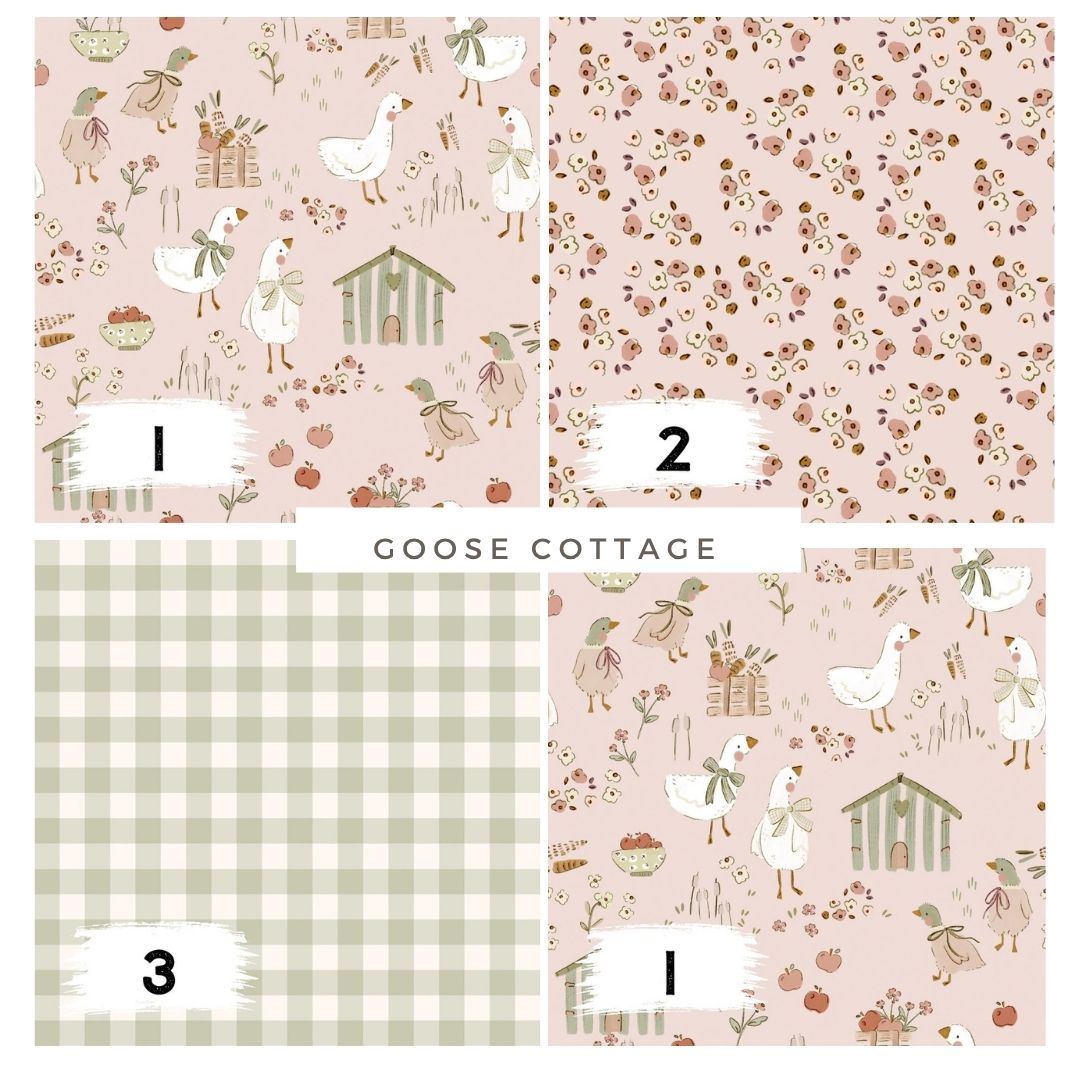 Goose Cottage Rosa | auf verschiedenen Stoffarten