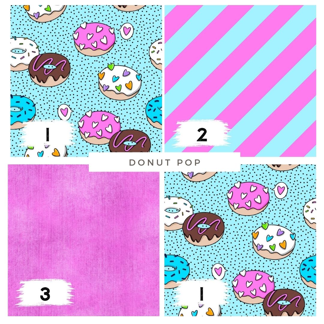 Donut Pop – Bunter Donut Stoff | auf verschiedenen Stoffarten