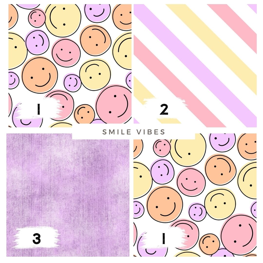 Smile Vibes Rosa – moderner Smiley Stoff | auf verschiedenen Stoffarten