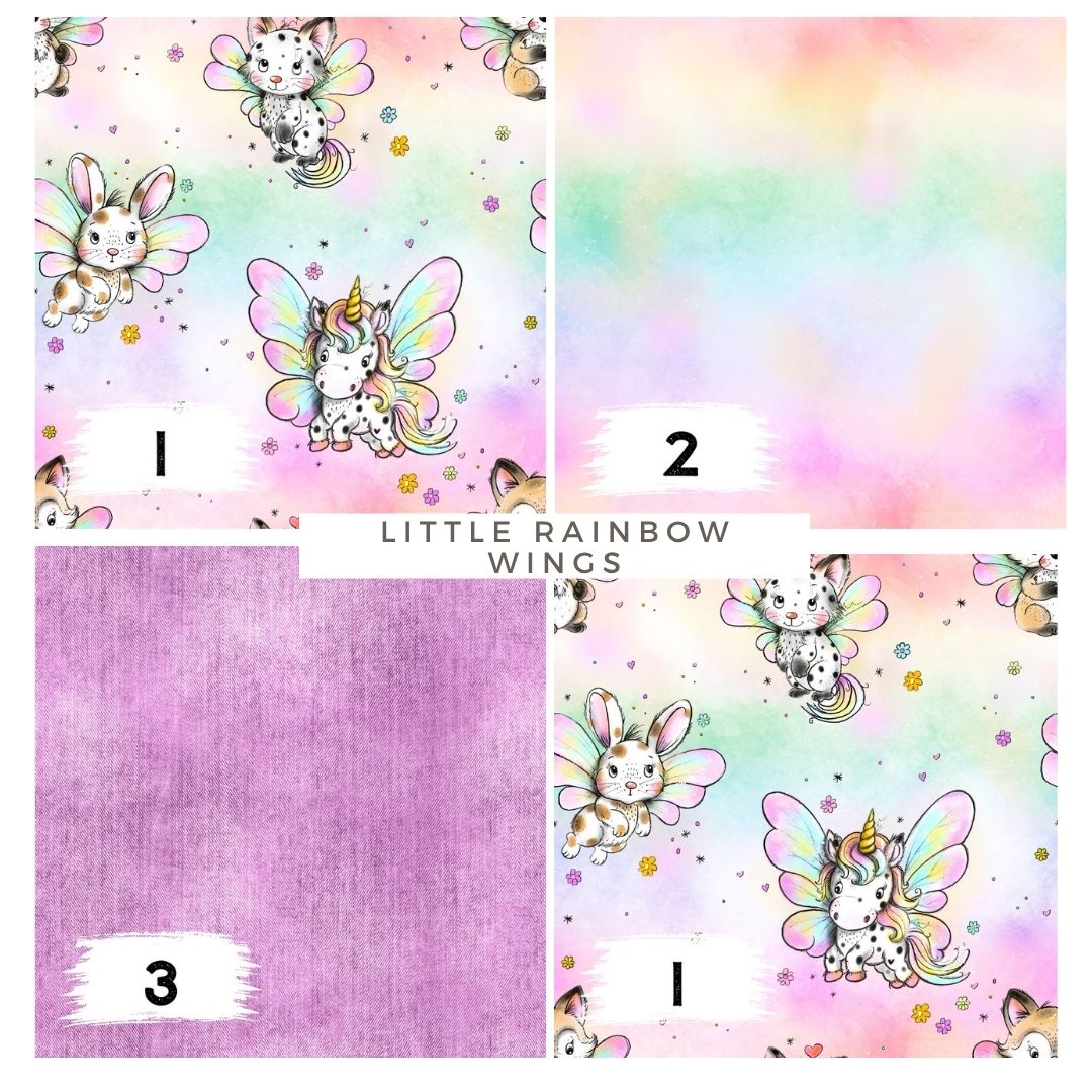Little Rainbow Wings Bunt – Einhorn & Fantasie Stoff | auf verschiedenen Stoffarten