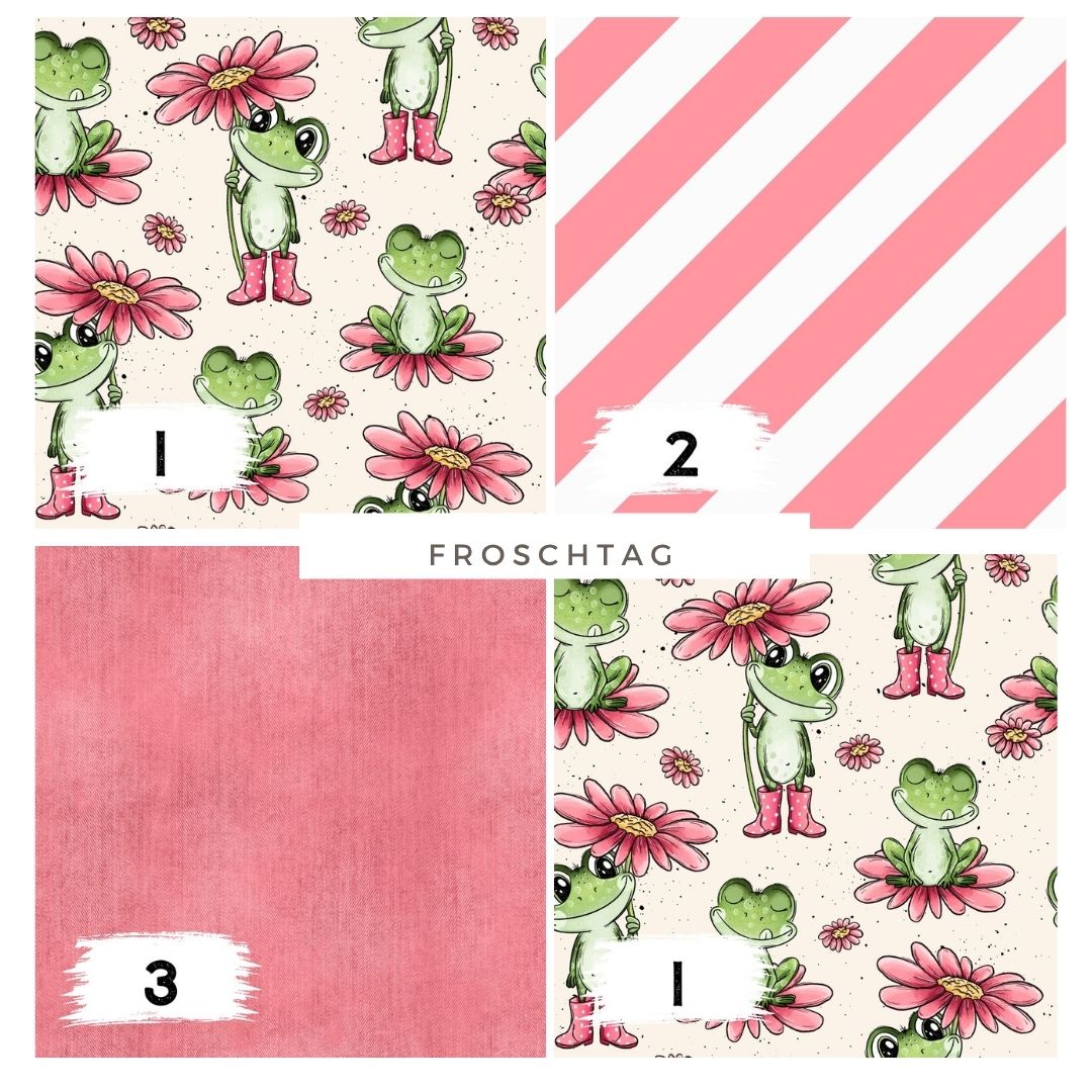 Froschtag Rosa | auf verschiedenen Stoffarten