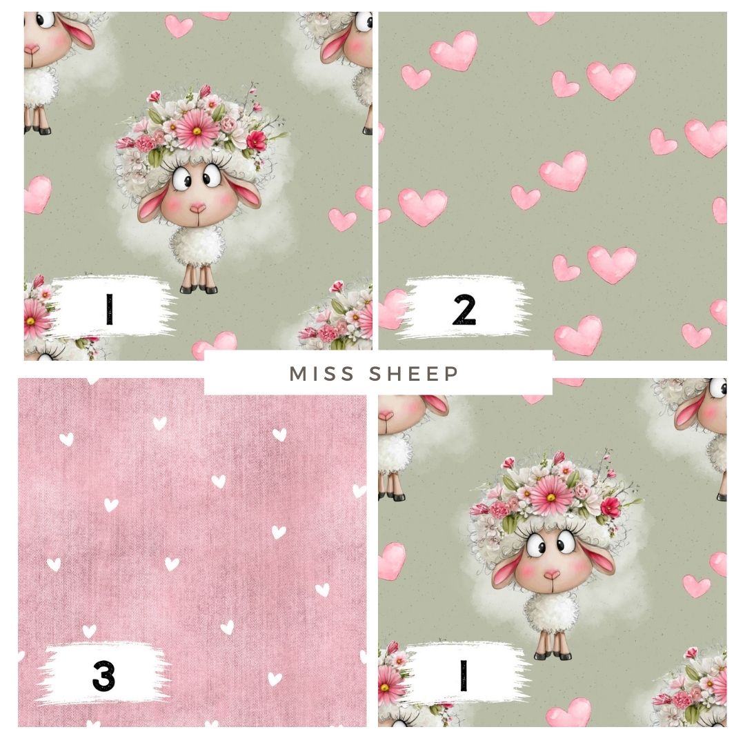 Miss Sheep Grün – Schäfchen Stoff | auf verschiedenen Stoffarten
