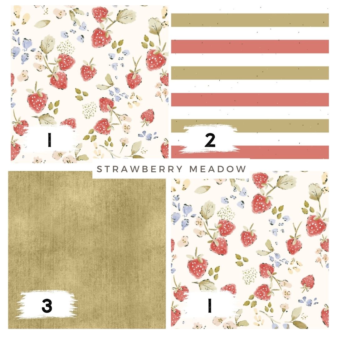 Strawberry Meadow Creme – romantischer Erdbeer Stoff | auf verschiedenen Stoffarten