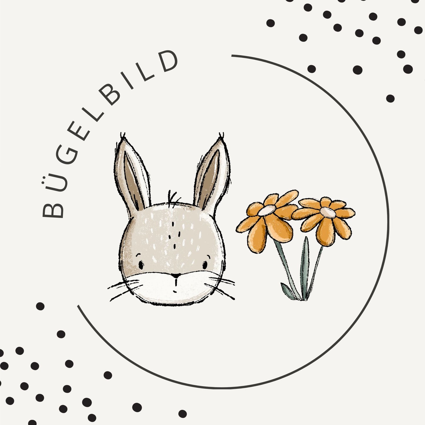 Bügelbild Wiesenhase Gelb – Hase & Blumen