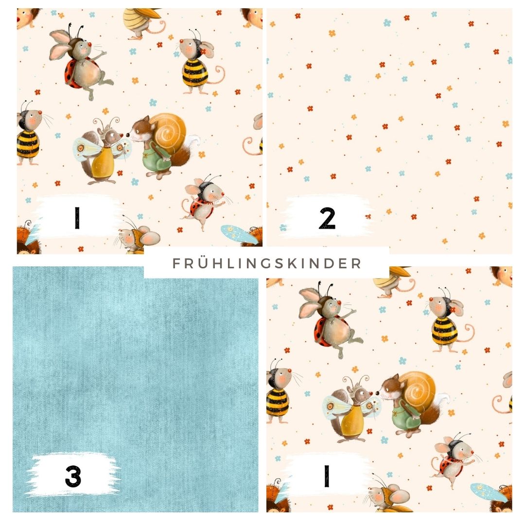 Frühlingskinder Stoff – Süße Waldtiere | auf verschiedenen Stoffarten