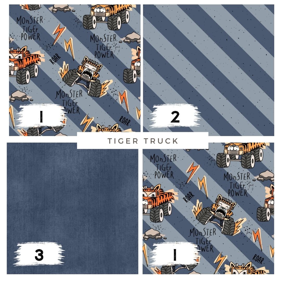 Tiger Truck – Monstertruck Tiger Stoff | auf verschiedenen Stoffarten