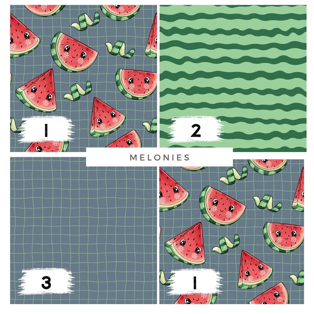 Stoffpaket Melonies Blau | auf verschiedenen Stoffarten