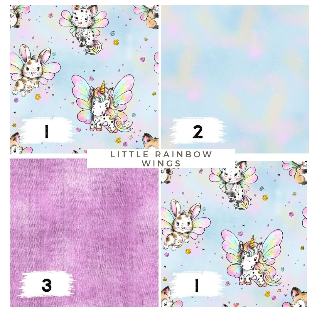 Little Rainbow Wings Blau – Einhorn & Fantasie Stoff | auf verschiedenen Stoffarten