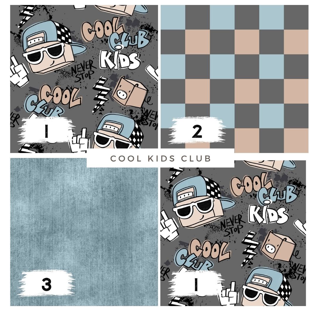 Cool Kids Club Grau – cooler Streetstyle Stoff | auf verschiedenen Stoffarten