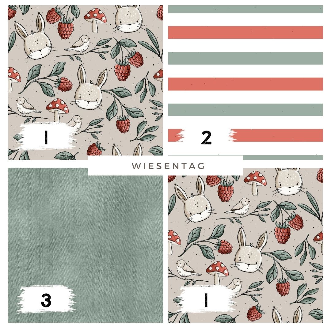 Stoffpaket Wiesentag Taupe – Waldtiere & Natur | verschiedene Stoffarten