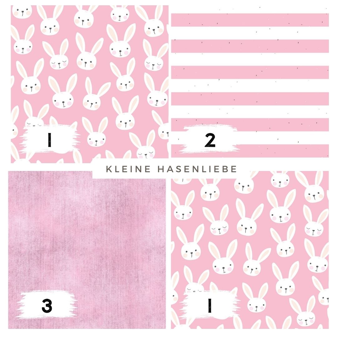 Kleine Hasenliebe Rosa – süßes Hasen Design | auf verschiedenen Stoffarten