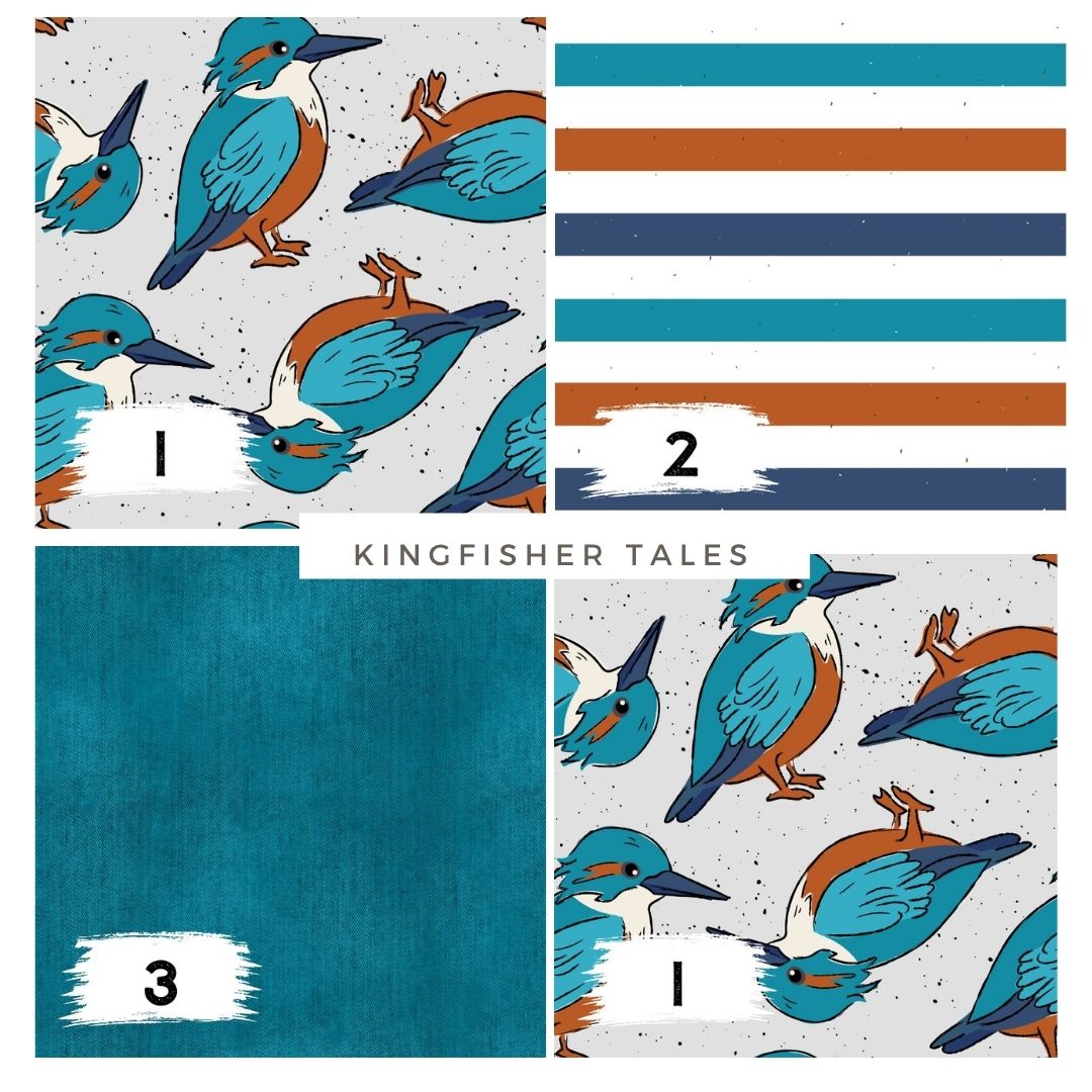 Kingfisher Tales Grau | auf verschiedenen Stoffarten