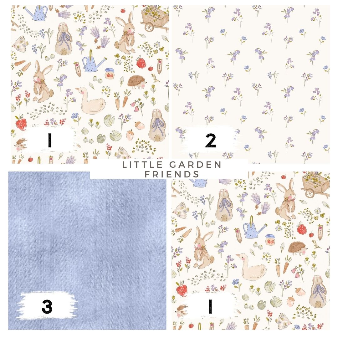 Little Garden Friends Stoff – Aquarell Garten Design | auf verschiedenen Stoffarten