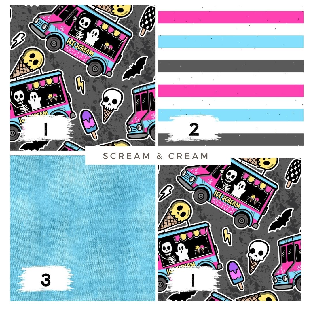 Scream & Cream Grau| auf verschiedenen Stoffarten