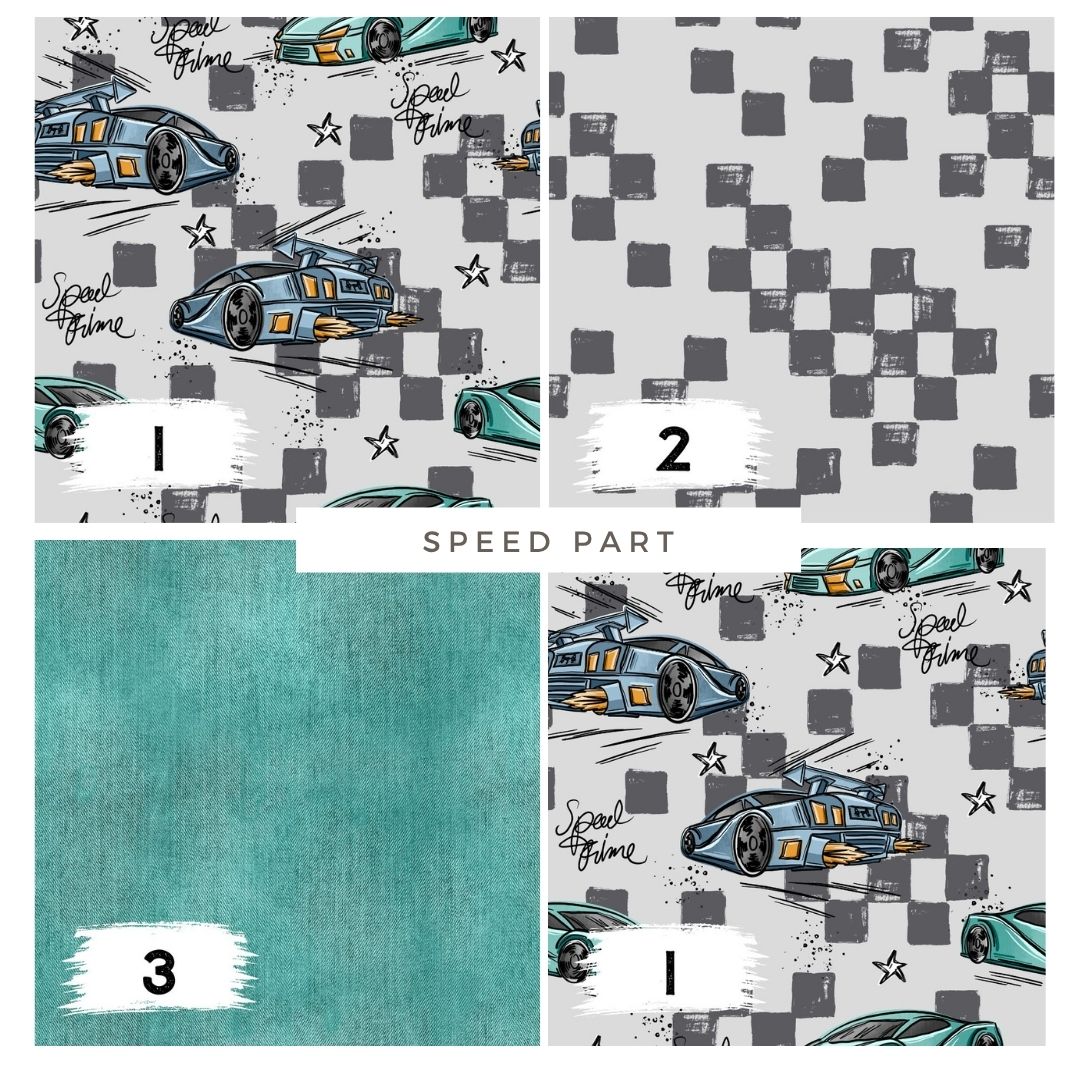 Speedpart – cooler Rennwagen Stoff | auf verschiedenen Stoffarten