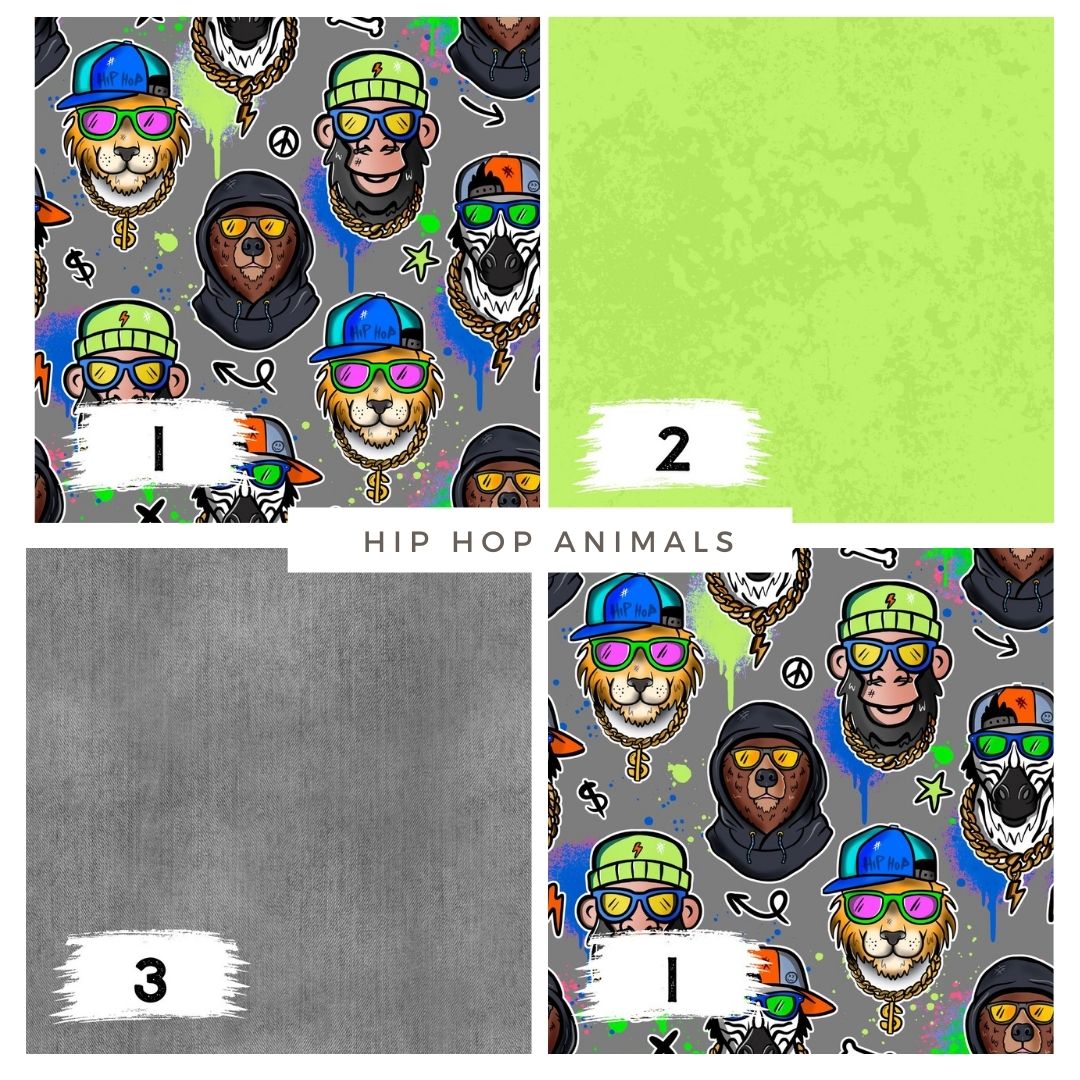 Hip Hop Animals – Urban Streetstyle Design | auf verschiedenen Stoffarten