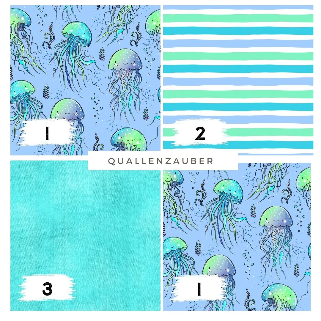 Quallenzauber Blau | auf verschiedenen Stoffarten