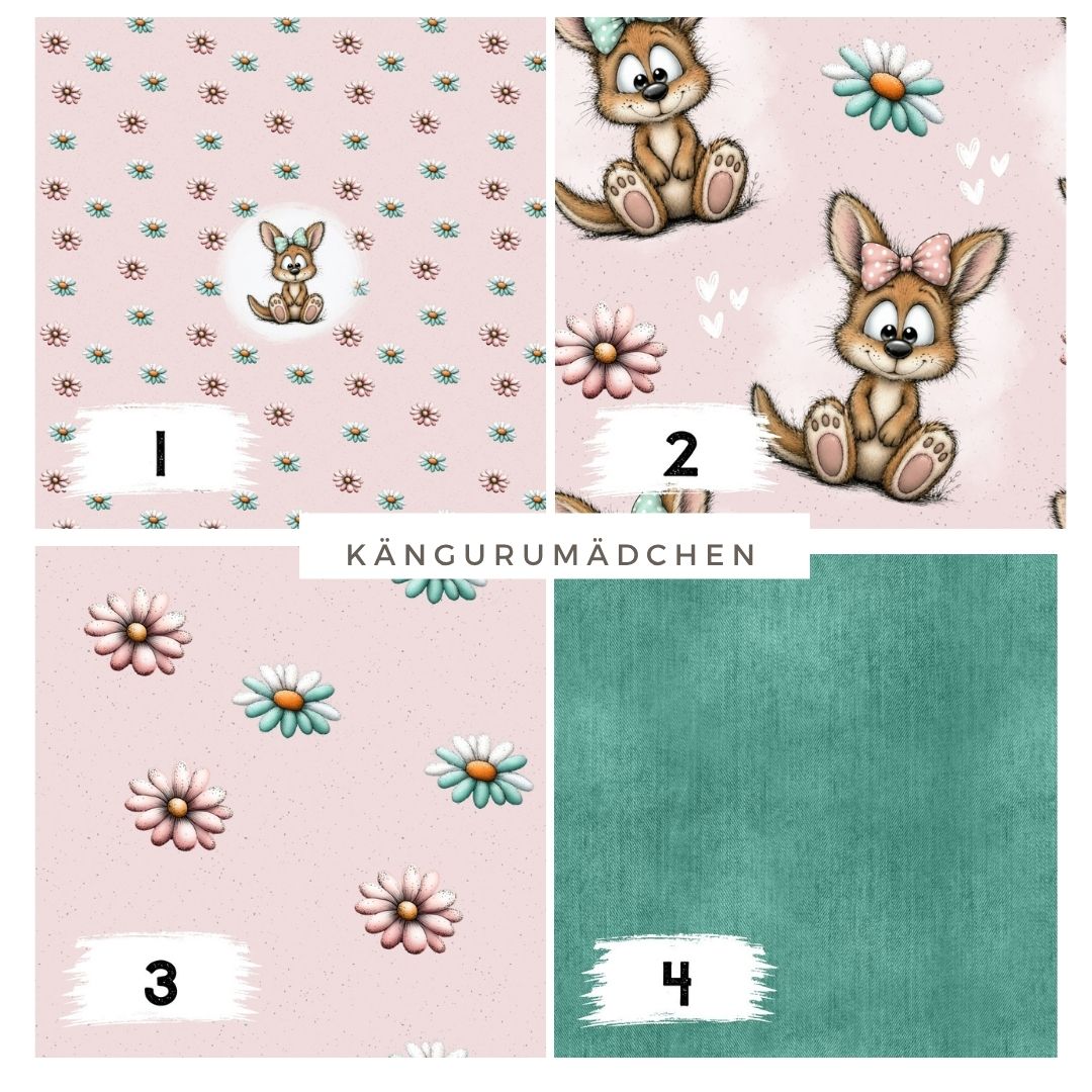 Kängurumädchen Rosa | auf verschiedenen Stoffarten