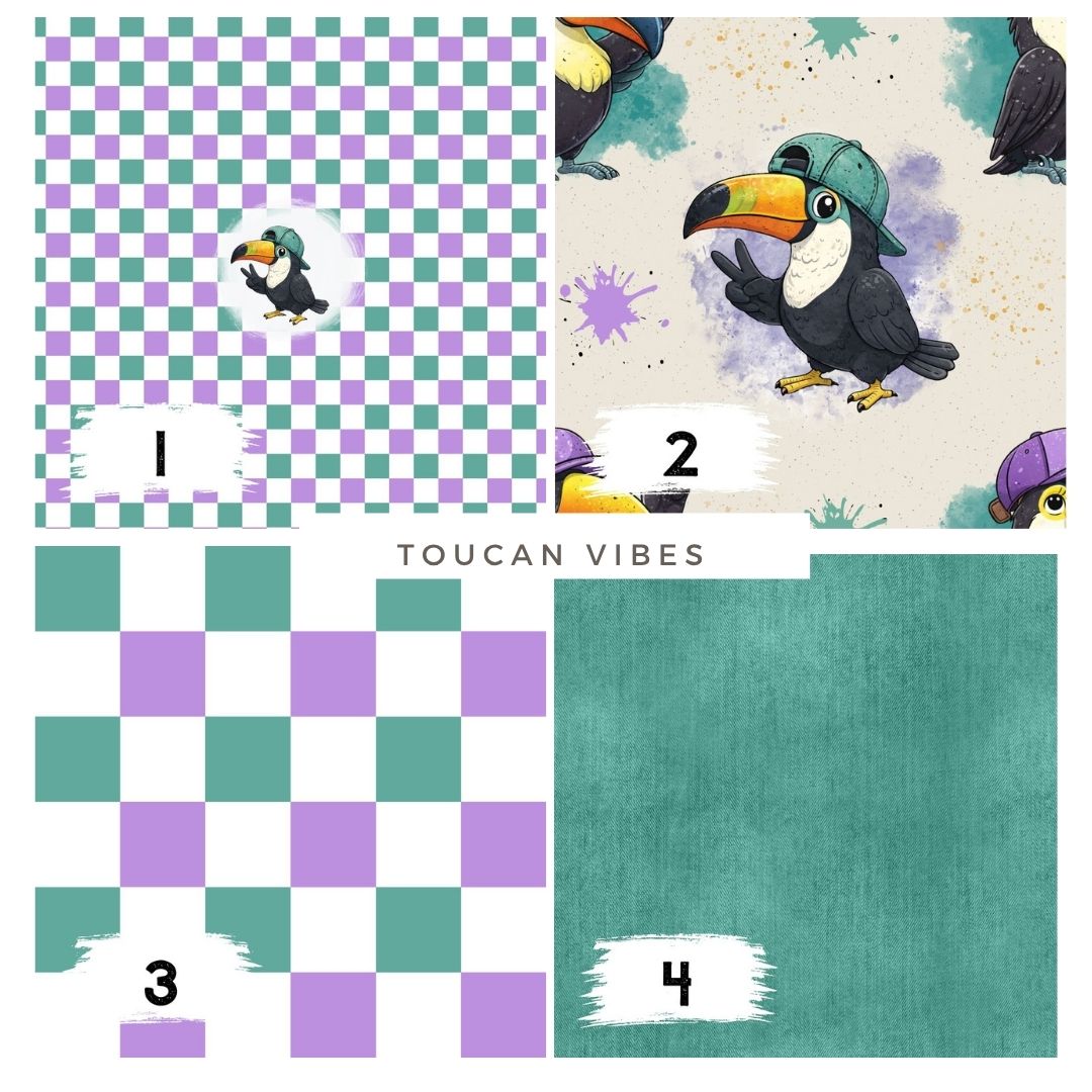 Toucan Vibes Beige | auf verschiedenen Stoffarten
