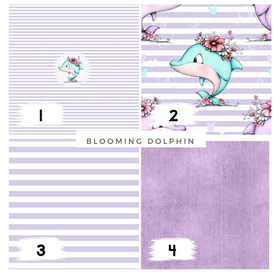 Blooming Dolphin Stripes | auf verschiedenen Stoffarten