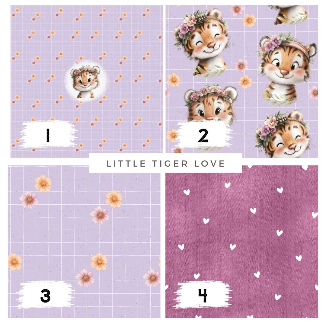 Little Tiger Love Lila – süßes Tiger Design | verschiedene Stoffarten
