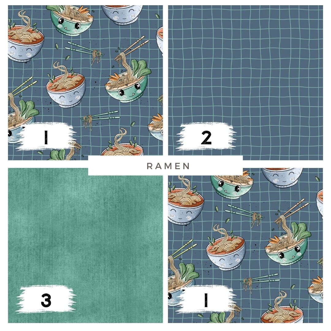 Ramen – moderner Food-Kinderstoff | verschiedene Stoffarten