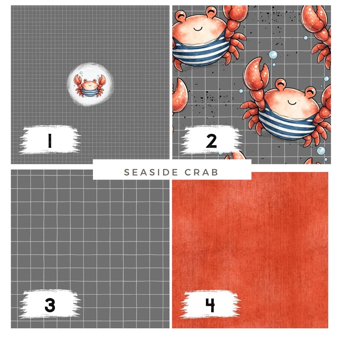 Seaside Crab Grid | auf verschiedenen Stoffarten
