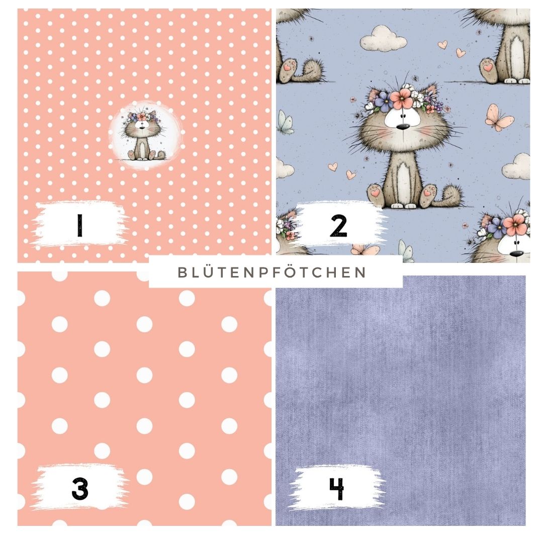 Blütenpfötchen Lila | auf verschiedenen Stoffarten