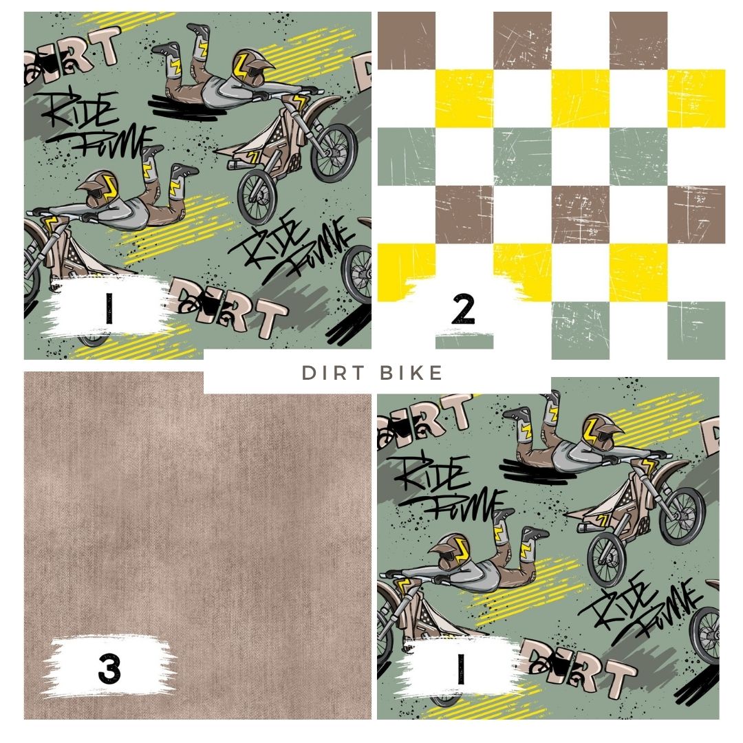 Stoffpaket Dirt Bike Grün | auf verschiedenen Stoffarten