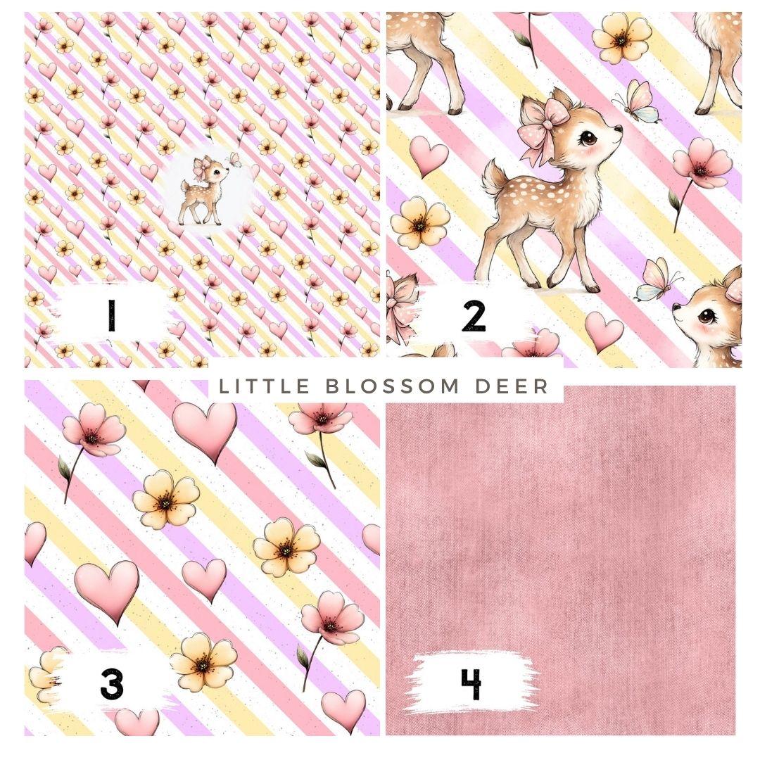 Little Blossom Deer Stripes | auf verschiedenen Stoffarten