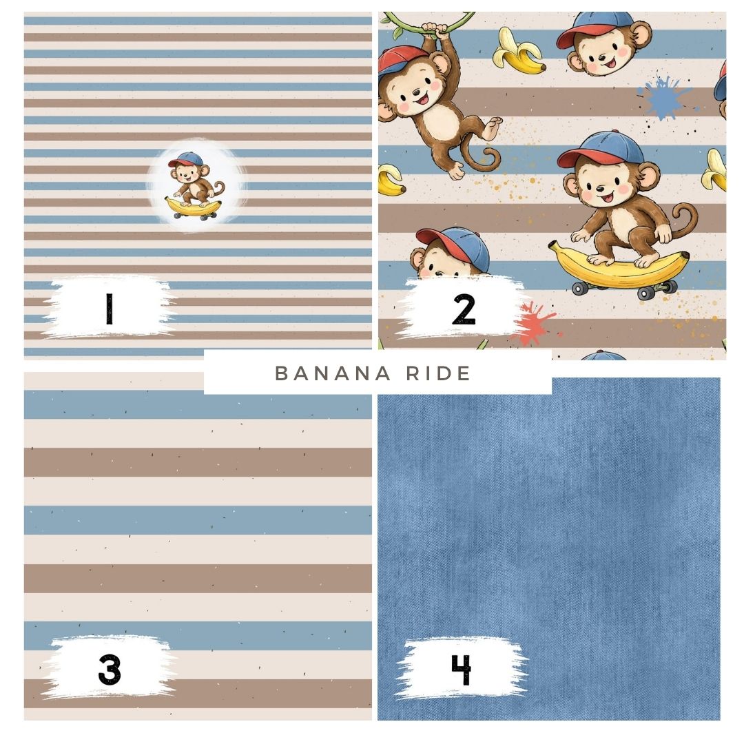 Stoffpaket Banana Rides Stripes | auf verschiedenen Stoffarten