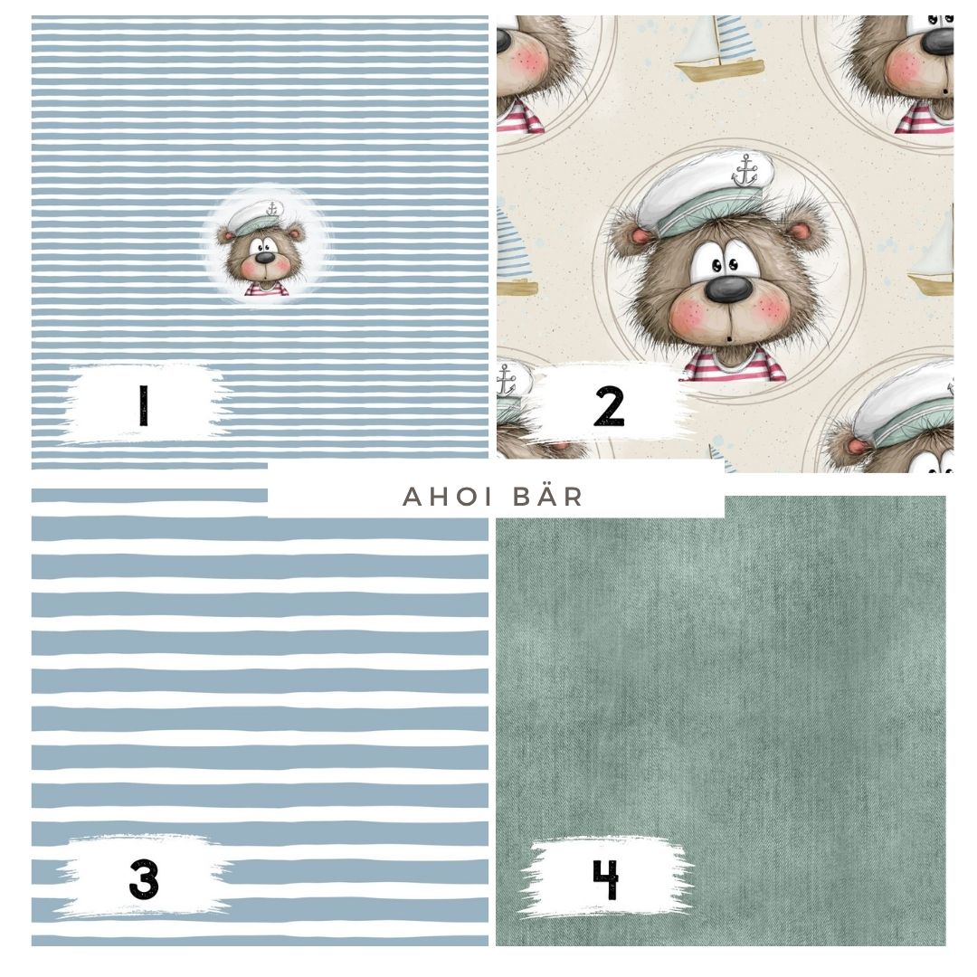 Ahoi Bär Beige | auf verschiedenen Stoffarten