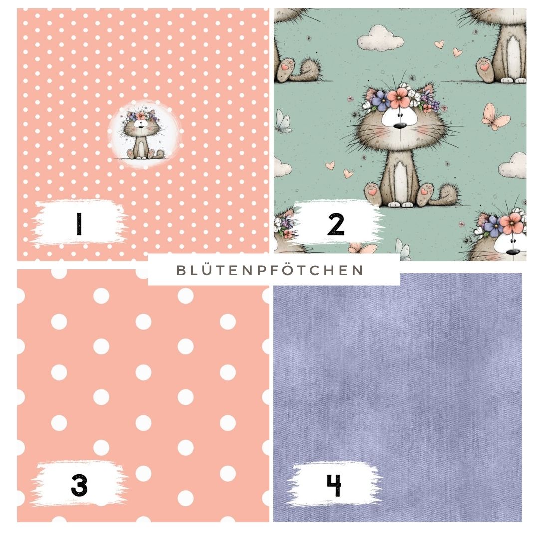 Blütenpfötchen Mint | auf verschiedenen Stoffarten