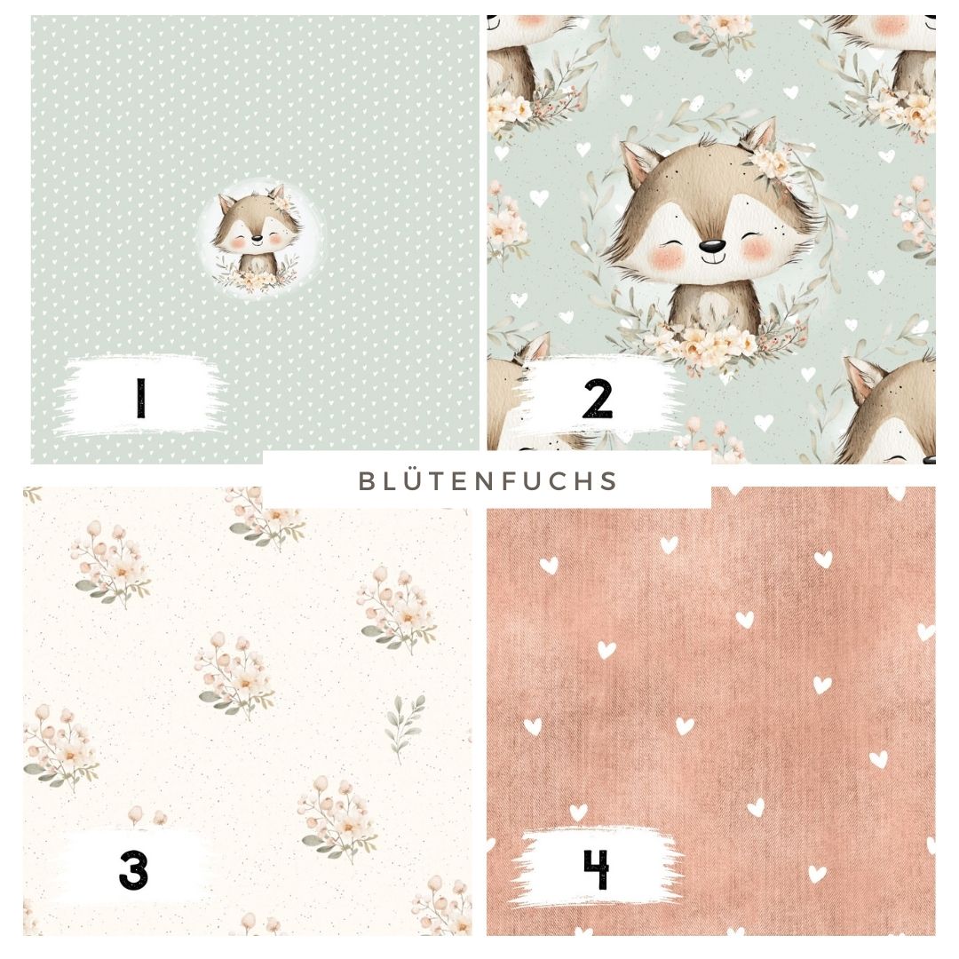 Blütenfuchs Mint – Floraler Fuchs Stoff | verschiedene Stoffarten
