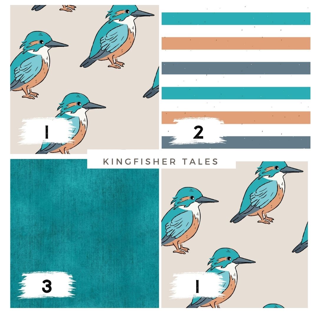 Kingfisher Tales Beige| auf verschiedenen Stoffarten