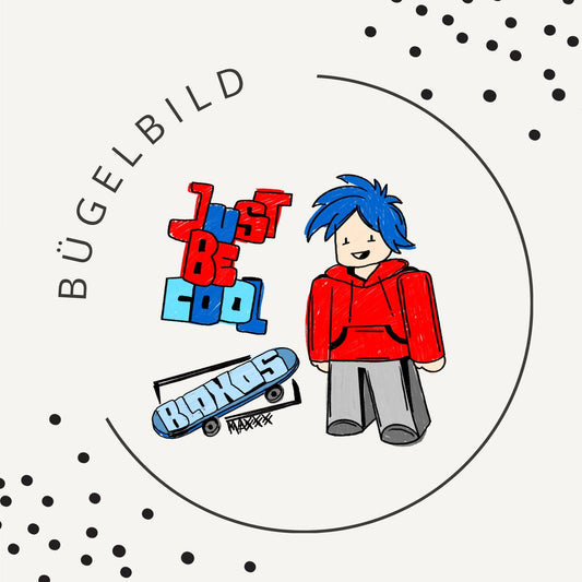 Bügelbild Bloxos Braun – Cooles Skater Motiv für Kinder