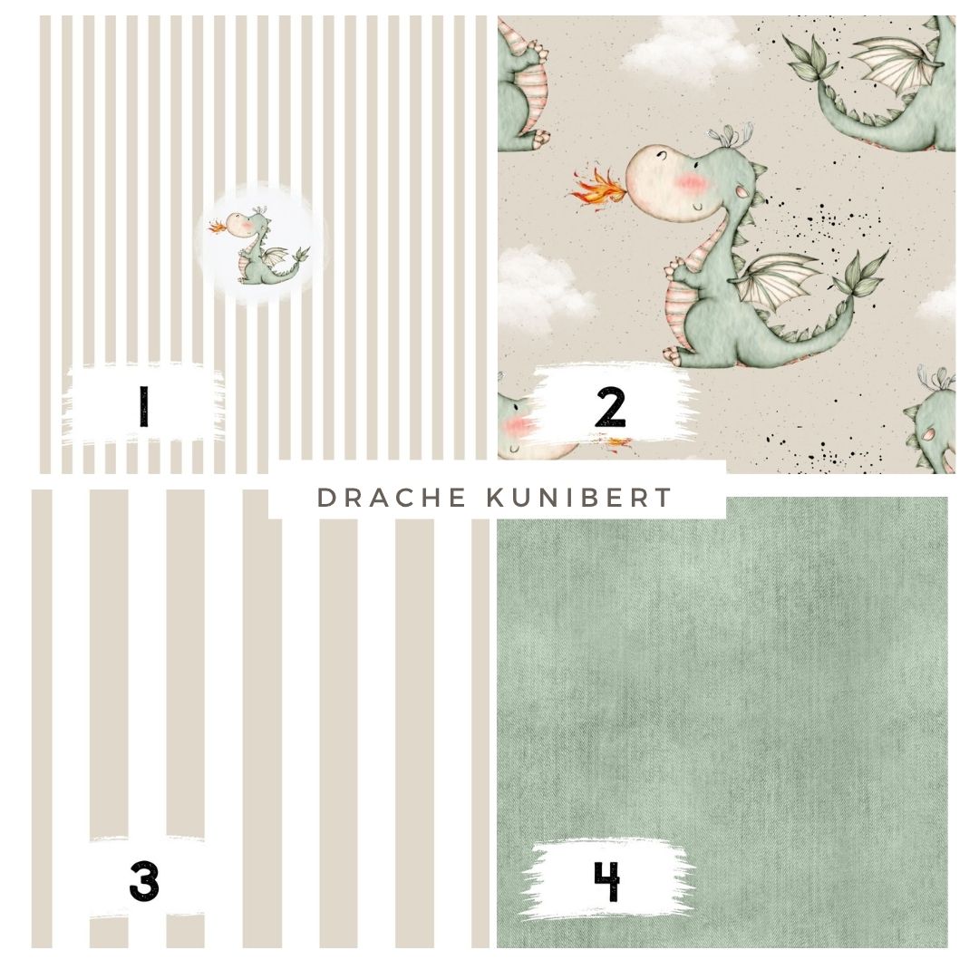 Drache Kunibert Beige | auf verschiedenen Stoffarten