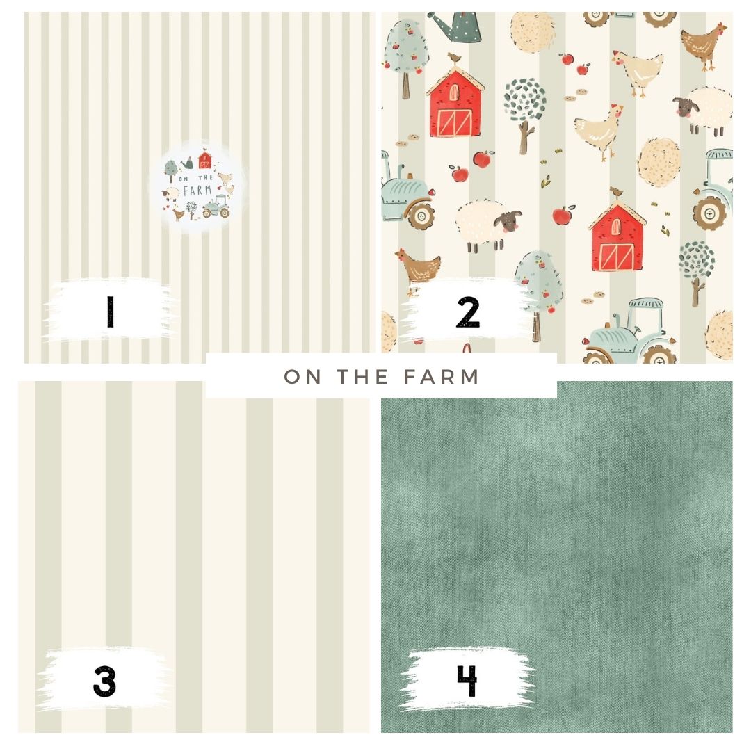 On the Farm Streifen – Bauernhof Design | auf verschiedenen Stoffarten