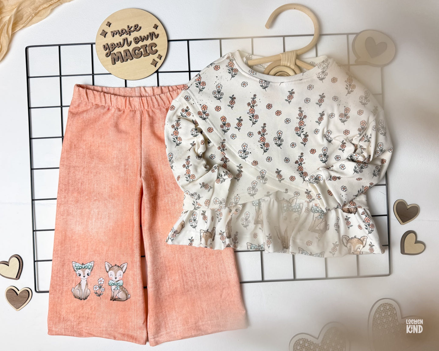 Bügelbild Blossom Deer – süßes Reh Bügelmotiv für Kinderkleidung