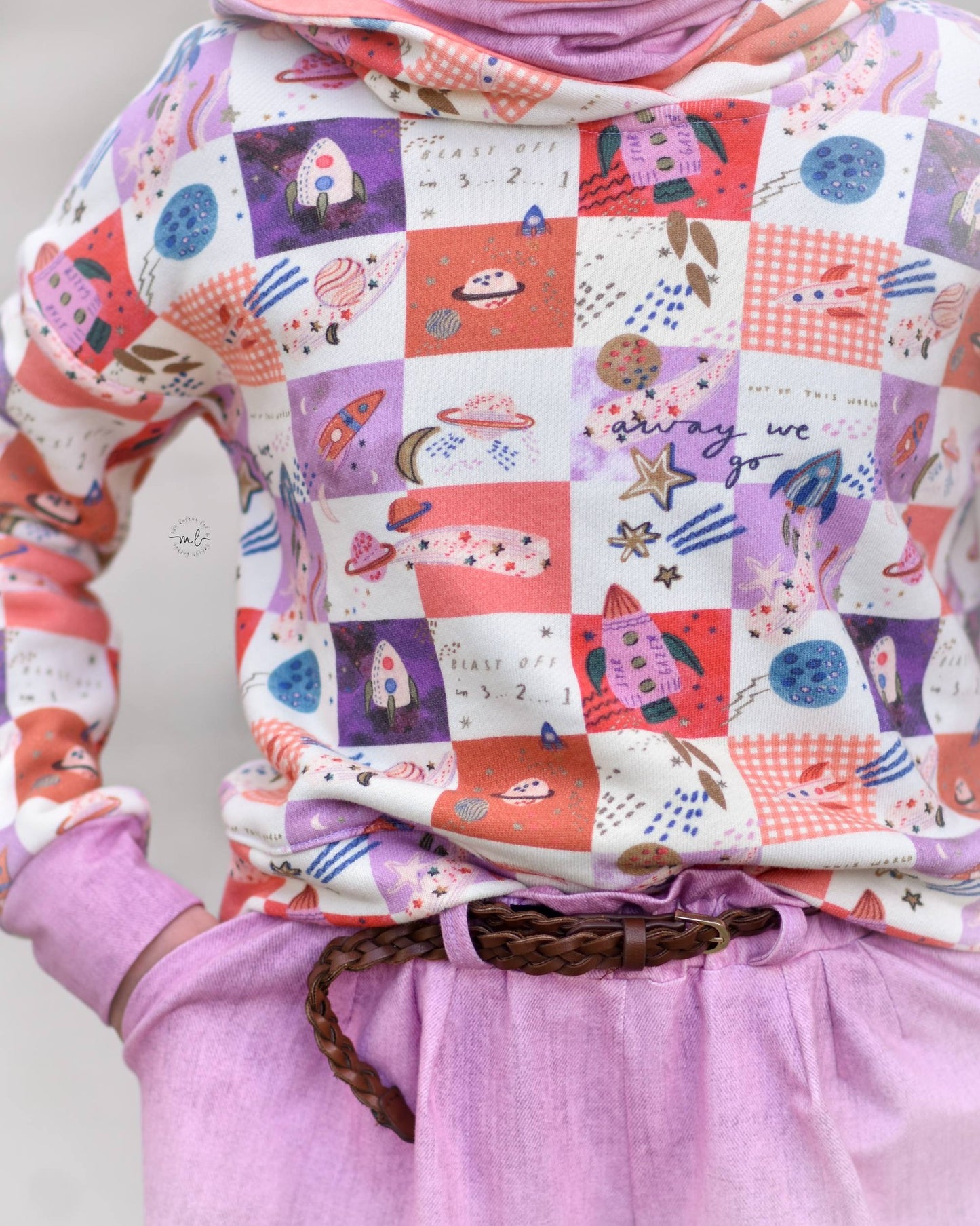 Cosmic Adventure Lila – Kinderstoff Weltall | verschiedene Stoffarten