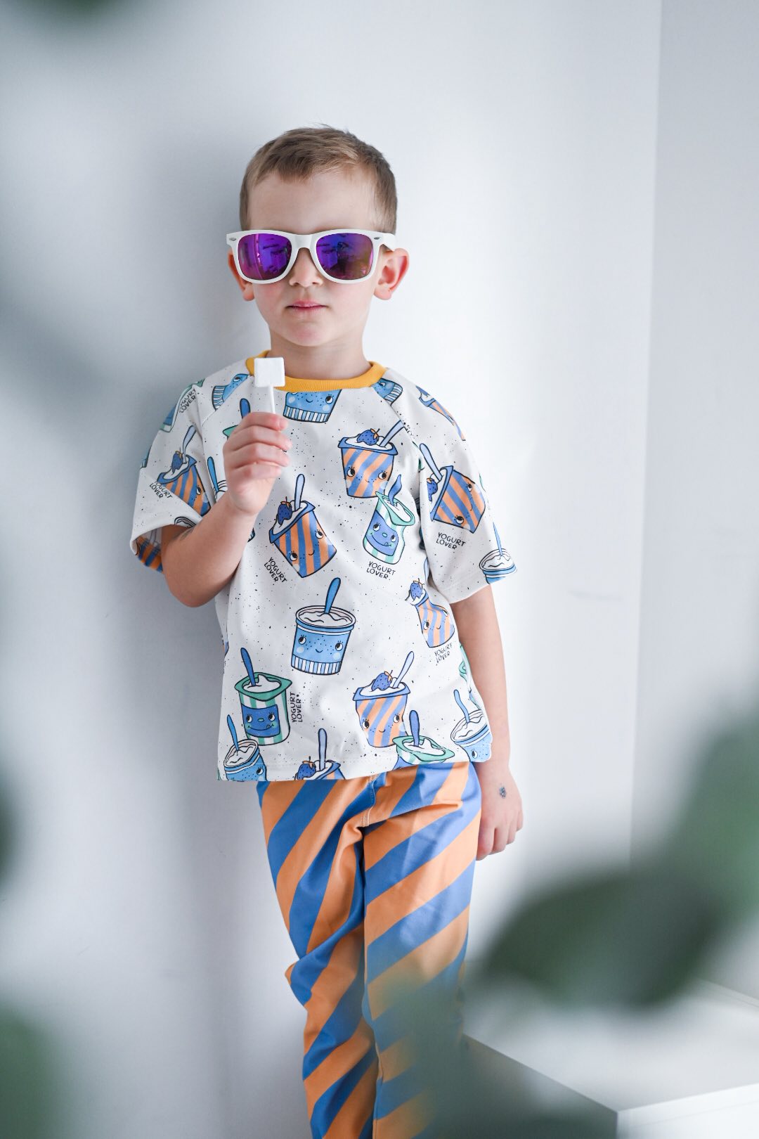 Yogurt Lover Neutral – Kinderstoff Food Design | verschiedene Stoffarten