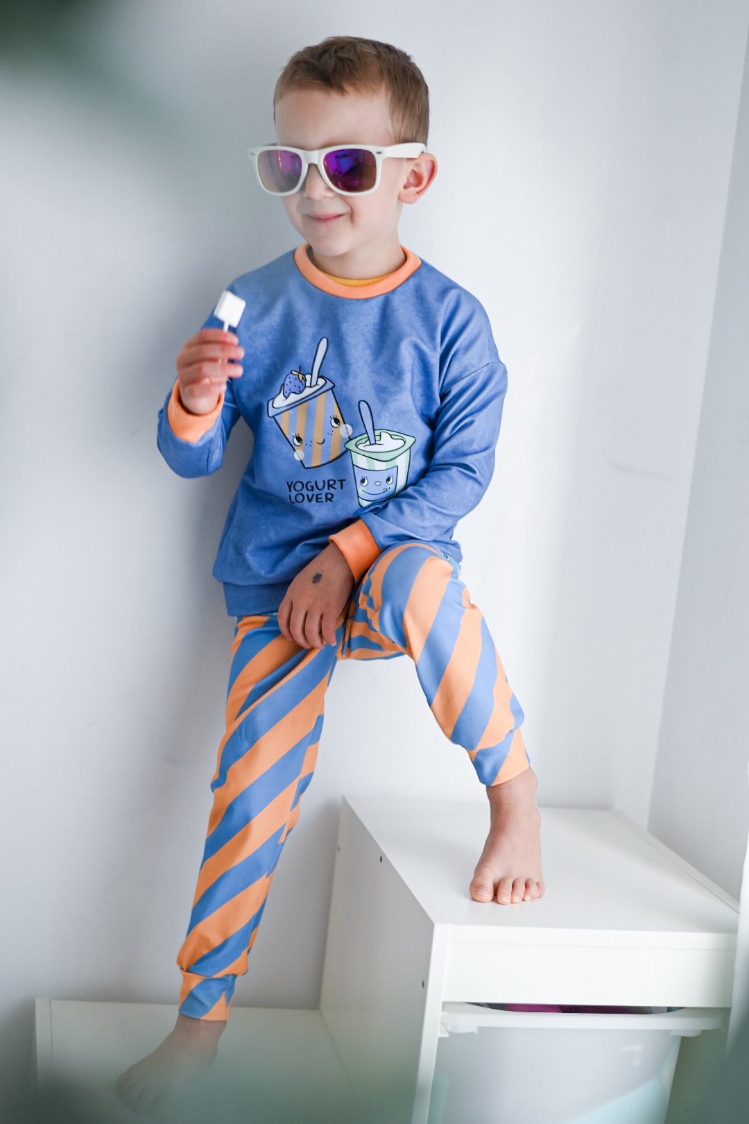 Stoffpaket Yogurt Lover Neutral – Kinderstoff Food Design | verschiedene Stoffarten