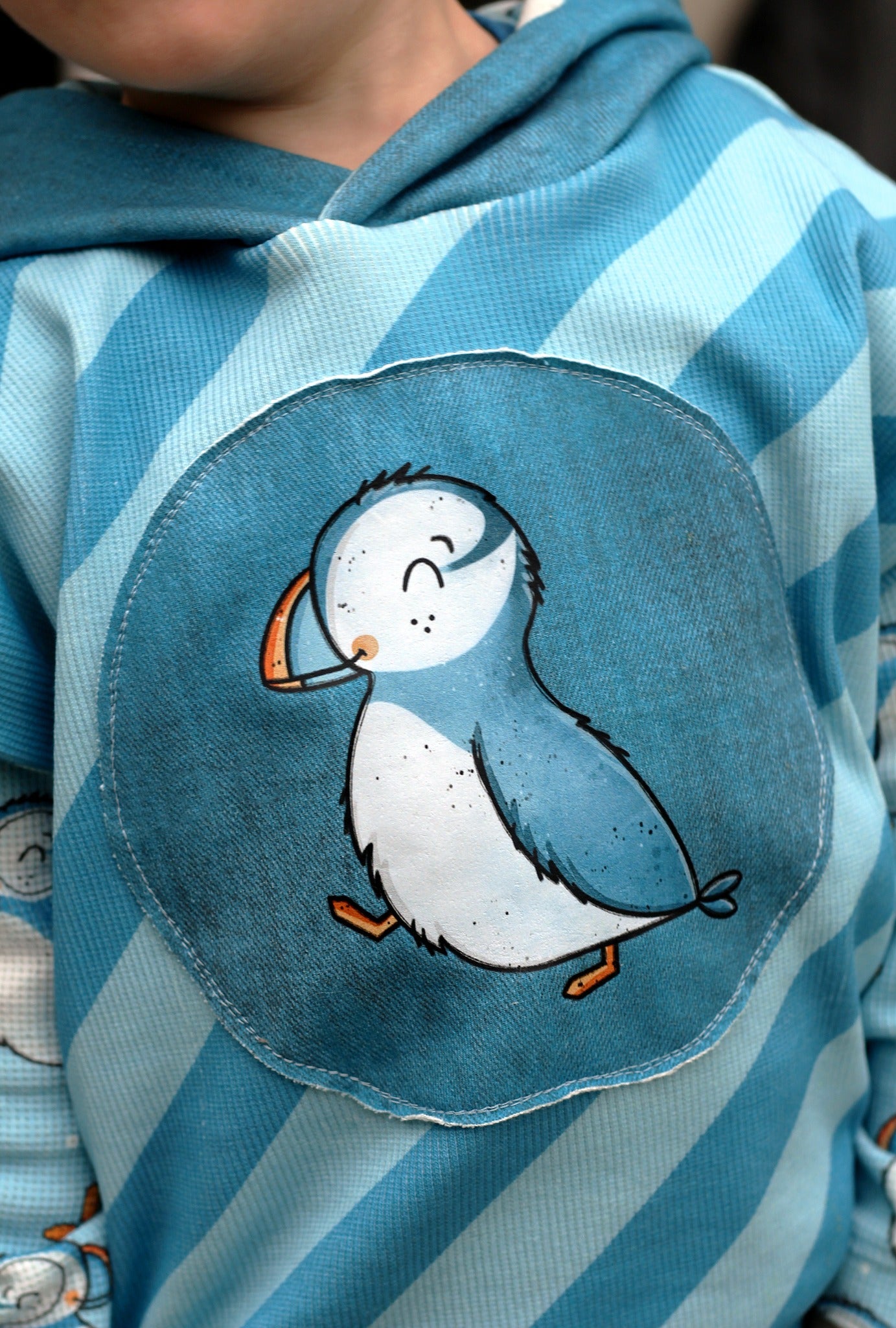 Puffin Friends – Kinderstoff mit Papageitauchern | verschiedene Stoffarten